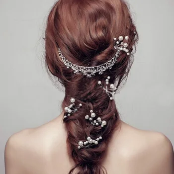 Crystal Plaukų Clips Moterų Mados Stilius Kietas Madinga Vestuvių Nuotakos Pearl Plaukų Smeigtukai Bridesmaid, Papuošalai 1PC