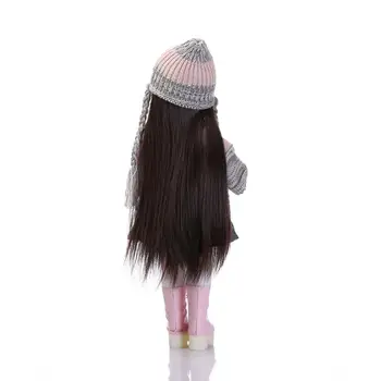 Bebe Nauja mergina BJD, Šlifuota lėlės 45CM visas vinilo, kūnas su Nėrimo megztinis rudi plaukai lėlės reborn bonecas gyvas