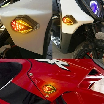 2VNT LED Posūkio Signalo Motociklo Posūkio Signalai, Šviesos Užpakaliniai Žibintai Rodiklius, Motociklai, Motociklas Raudona Geltona