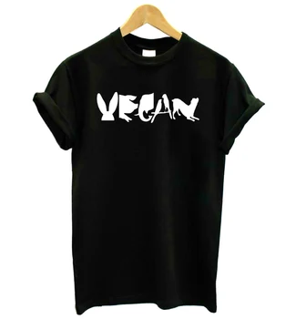 Veganų Rašomas Su Gyvūnų Spausdinti Moterų marškinėlius Medvilnės Atsitiktinis Juokingi marškinėliai Lady Mergina Viršuje Tee Hipster Tumblr Lašas Laivas F558