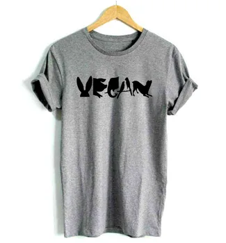 Veganų Rašomas Su Gyvūnų Spausdinti Moterų marškinėlius Medvilnės Atsitiktinis Juokingi marškinėliai Lady Mergina Viršuje Tee Hipster Tumblr Lašas Laivas F558