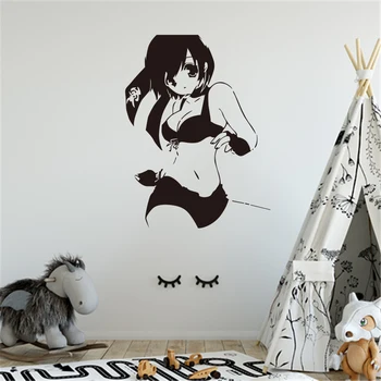 Sexy anime cartoon grožio moteris, Meno Dekoro Sienų Lipduko vaikų Darželio, Vaikų Kambarys kambarį kambarį Vinilo Sienos Lipdukai S7