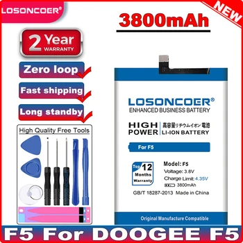 LOSONCOER 3800mAh už Doogee F5 Aukštos kokybės baterija + sekimo numeriu +Dovana įrankiai