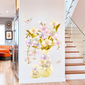 5 Rūšių Gėlių Vaza Sienų Lipdukai Kinų Stiliaus Namų Dekoro Gyvenimo Kambario, Miegamasis Kūrybos PVC Vinilo Kambario Tapetai