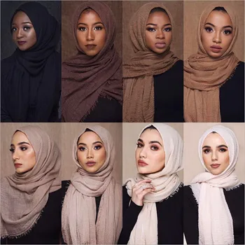 2ets didmeninė kaina 70*180cm moterų musulmonų vingiuoti hijab šalikas femme musulman minkštos medvilnės skarelė islamo skaros ir apsiaustas #21