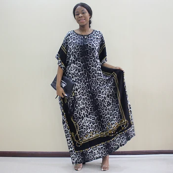 Indie Folk Prarasti Leopard Rudenį Afrikos Suknelės Moterims Apvalios kaklo Pusė Rankovės Maxi Suknelė