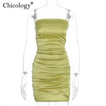 Chicology plonas spagečiai dirželiai šalis mini suknelė be rankovių seksualus bodycon moterų 2020 m. vasarą klubo aprangą streetwear moterų drabužiai
