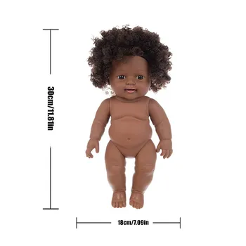Juodas Juodosios Afrikos Kūdikių Mielas, Garbanotas Juodas 30CM Vinilo Kūdikių Žaislas Žaislas-Geriausia Dovana Kalėdų Dovana lėlės, žaislai mergaitėms