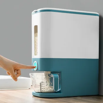 Automatinis Plastikinių Grūdų Balionėlis Talpinimo Matavimo Puodelis Virtuvės Maisto Bakas Ryžių Indą Organizatorius Grūdų Saugojimo Skardinės