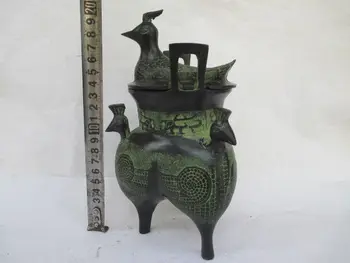 Senovės Kinų liaudies surinkimo bronzos smilkalų degiklis. Keturių paukščių