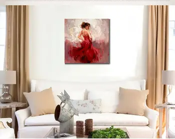 Portretas tapybos Šokėjai Moteris Raudona ispanų meno drobė, aliejus, tapyba, rankomis dažyti