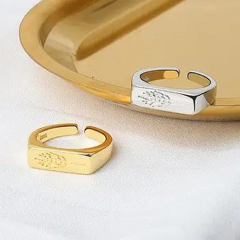 2020 Mados Paprasta Golden Square Žiedas Classic Vintage Šakutės Formos vyriški Sužadėtuvių Žiedą Vestuvių Papuošalai Kietas Keistų Dalykų