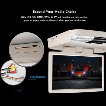 15.6 colių Stogo Prijungti DVD Grotuvas su USB SD MP5 Grotuvu IR FM Siųstuvą,HDMI,Wireless žaidimai