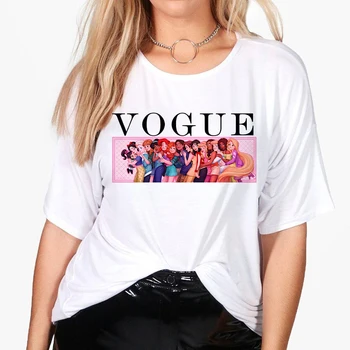 Vasaros 2020 Naujų Animacinių Filmų Snieguolė Gražuolė Princesė T Shirt O-Kaklo Estetika Marškinėlius Spausdinti Trumpas Rankovės Streetwear Moteris Viršuje