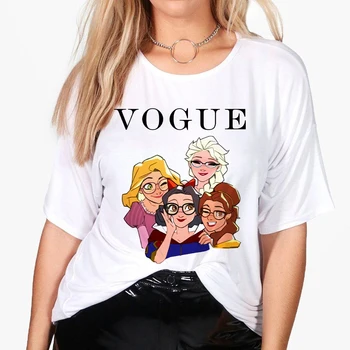 Vasaros 2020 Naujų Animacinių Filmų Snieguolė Gražuolė Princesė T Shirt O-Kaklo Estetika Marškinėlius Spausdinti Trumpas Rankovės Streetwear Moteris Viršuje