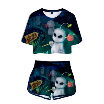 Vasaros mados gatvė naują atsitiktinis Harajuku ET svetimų 3DT marškinėliai įdomu spausdinimo naujas moterų 3D T-marškinėliai + šortai moteriška kostiumas