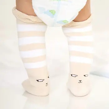 Baby vaikų Mergaičių Medvilnės animacinių filmų Kelio Aukštas, Ilgas Megztas dryžuotas kojinės Bowknot Kojų Šildytuvus