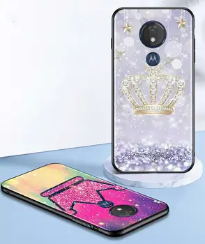 Karalienė King Crown Princess for Motorola G8 G9 G E7 E6 Vieną Žaisti Marco Hyper Sintezės Stylus Galios Krašto Plus Black Telefono dėklas