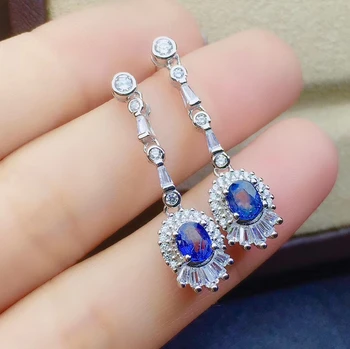 Moterys sidabro auskarai mėlynas safyras brangakmenio auskarai 925 sterlingas sidabro papuošalai tikras natūralus perlas gimtadienio dovana chiristmas