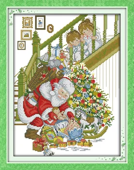 Happy Christmas Santa Claus vaikų namų Dekoro skaičiuojami atspausdinta ant drobės DMC Kryželiu rinkiniai 11CT 14CT rankdarbiams siuvinėjimo Rinkinys