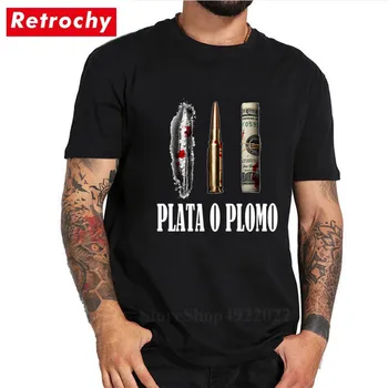 Populiarus Klasikinis TV Šou Druger Plata O Plomo Marškinėliai Aktorius Pablo Escobar Marškinėlius Sidabro arba Švino T-Shirt EL Patron Viršūnes&Tees Homme