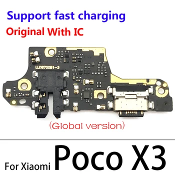 Originalus USB Įkrovimo lizdas Dokas Plug Jungtis Jack Mokestis Valdybos Flex Kabelis Xiaomi Poco X3 Redmi Pastaba 8T 9s 9 Pro