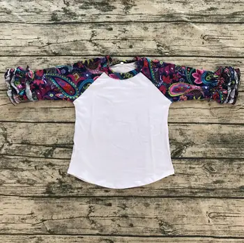 Kūdikių mergaičių gražus apledėjimo raglan spausdinimo rankovėmis marškinėliai vaikams laisvalaikio visas ilgis rankovės pakankamai šilti marškinėliai