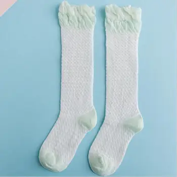 Pavasarį, vasarą kūdikis kelio aukštos kojinės plonos medvilnės kvėpuojantis kovoti spalva vaikų mergaičių uodų kojinės 0-3 metų