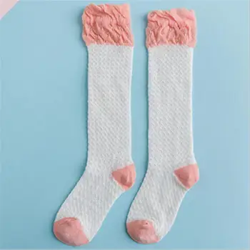 Pavasarį, vasarą kūdikis kelio aukštos kojinės plonos medvilnės kvėpuojantis kovoti spalva vaikų mergaičių uodų kojinės 0-3 metų