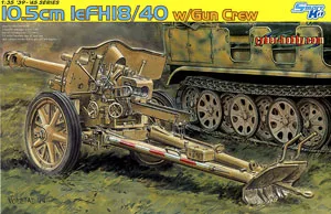 1/35 masto modelis Dragon 6795 leFH18 / 40 10.5 cm traukos tipas howitzera ir vokiečių artilerijos grupė