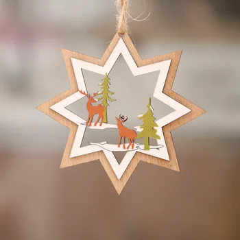Kalėdinė dekoracija medinių Kalėdų lazerio tuščiaviduriai Kalėdų eglutė mažas pakabukas medinis penkerių-pažymėjo žvaigždutė bell pakabukas dovana