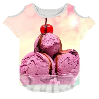 Mergina Markės Dizaino Marškinėliai vaikams Mergina tees Mados Ledų spausdinimo baby girl Vasaros Vaikų Mados 3D T-Shirt vaikai