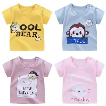 Kūdikių berniukų, mergaičių vasaros medvilnės O-kaklo trumpomis rankovėmis marškinėliai vaikams catoon mados drabužių 0-7T vaikai outwear toldder costuming