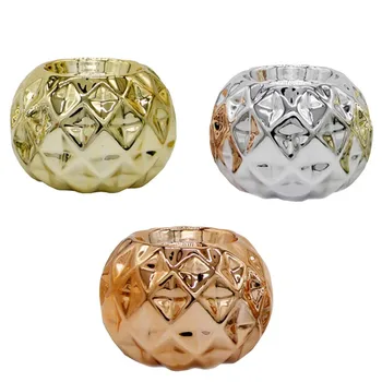 Europos Stiliaus Aukso Sidabro, Keramikos Žvakidė Sferiniai Rhombus Stalo Žvakių Laikiklis Apdaila
