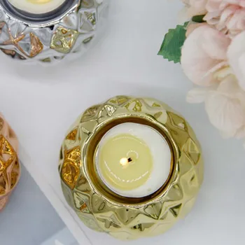 Europos Stiliaus Aukso Sidabro, Keramikos Žvakidė Sferiniai Rhombus Stalo Žvakių Laikiklis Apdaila
