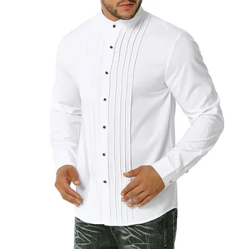 Vyrai, Įrengta Balta Suknelė Marškiniai Ilgomis Rankovėmis 2021 Prabangos Prekės Kartus Henry Slim Fit Verslo Socialinio Darbo Pareigas, Vyrams, Atsitiktinis Marškinėliai