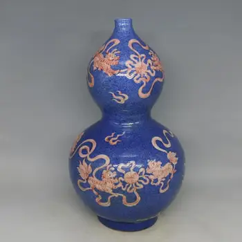 Antikvariniai MingDynasty porceliano vaza,mėlyna, išraižytas liūtas butelis baldai,rankomis dažyti amatai /surinkimo ir puošmena,Nemokamas pristatymas