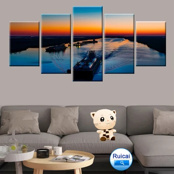 Gyvenimo kambario sienos paveiksl 5 skydelis saulėlydžio pobūdžio ežero kraštovaizdžio plakatas drobės tapybos panorama ugnis debesų peizažas