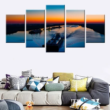 Gyvenimo kambario sienos paveiksl 5 skydelis saulėlydžio pobūdžio ežero kraštovaizdžio plakatas drobės tapybos panorama ugnis debesų peizažas