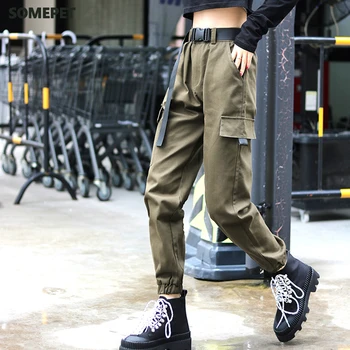 Moterų Mados Streetwear Krovinių Kelnės Armijos Žalioji Kulkšnies Ilgis Poilsiu Moterų Laisvas Kelnes Atsitiktinis Plius Dydis Korėjos Stiliaus Kelnės