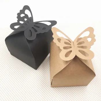 20pcs/daug Juoda/Kraft dėžutė pakuotės rankų darbo muilo, popieriaus dėžės/saldainių dovanų dėžutė ir drugelis kraft sandariklio vestuvių dovana