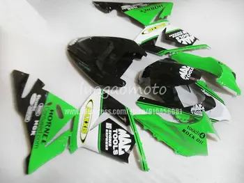 Įpurškimo žalia juodo Plastiko Purvasargiai už Kawasaki Zx10r 2004 Kėbulo Rinkiniai Zx10r 04, viso Kūno Rinkiniai Zx 10r 05 2004 - 2005 m.