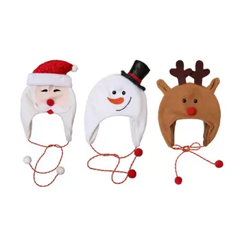 Bamblys Vaikas, Kūdikių Berniukų, Mergaičių Žiemą Šilčiau Skrybėlę Su Earflap Pliušinis Santa Sniego Briedžių Beanie Kepurė Kalėdų Vakarėlį Kostiumas Priedų