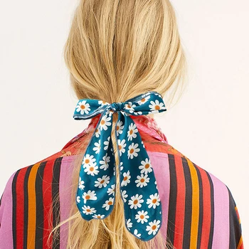Moterų Atšakos Scrunchies Daisy Gėlių Spausdinti Elastinga Lankas Plaukų Virvę Mergaitė Plaukų Ryšius Korėjos Saldus, Plaukų Aksesuarai, Galvos Apdangalai