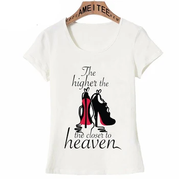 Kuo didesnis Kulniukai arčiau Dangaus, Print T-Shirt Cute girl Marškinėliai Laišką Meno Viršūnių Atsitiktinis Tee Vasarą Moterys t-shirt