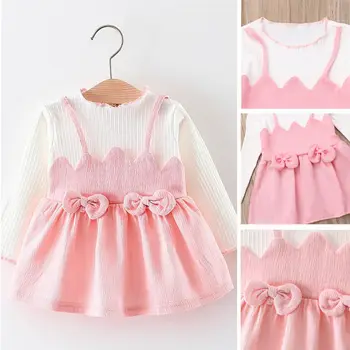 Gana Vaikiška Vaikas Kūdikių Mergaičių Suknelė Rožinės spalvos Lankas-Mazgas Žiemos Šalies Princesė Suknelės, Apranga Naujagimiams Kostiumas Vestidos 0-3Y