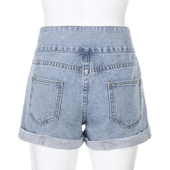 Mados mėlyna aukšto juosmens ponios diržas, džinsai, šortai moteriška 2021 naujas vasaros sporto kelnės Harajuku trumpas džinsai streetwear dugnas