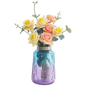 Šiaurės ins prabanga gradientas stiklo vaza kavinė darbastalio apdaila kūrybos gėlių kompozicijų ir džiovintų gėlių derinys papuošalai