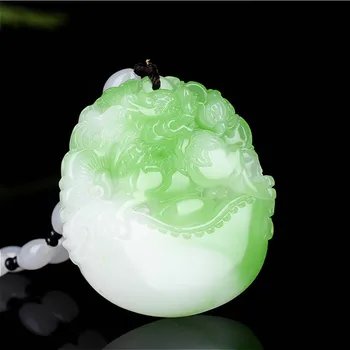 White Green Jade Dragon Kirin Pakabukas Karoliai Ranka Raižyti Gamtos Žavesio Papuošalai Amuletas Mados Aksesuarais Vyrams, Moterims, Dovanos