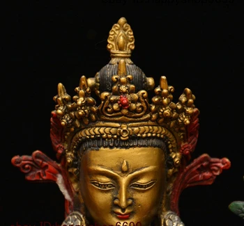 Tibeto Bronzos Piešimo Spalvą, 4 Rankos Chenrezig Deivė Budos Statula Avalokiteshvara